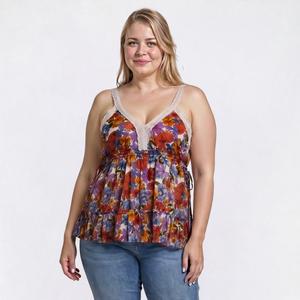 Juniors Plus Angie Lace Trim Tank Top